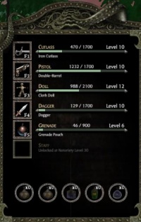 Weapons Menu