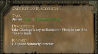 TAKE KEY TO BLACKSMITH