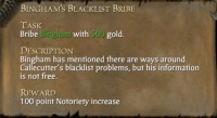 BINGHAM'S BLACKLIST BRIBE