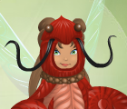 Strawberry Red Loony Lobster Mask with Raven Black Trim