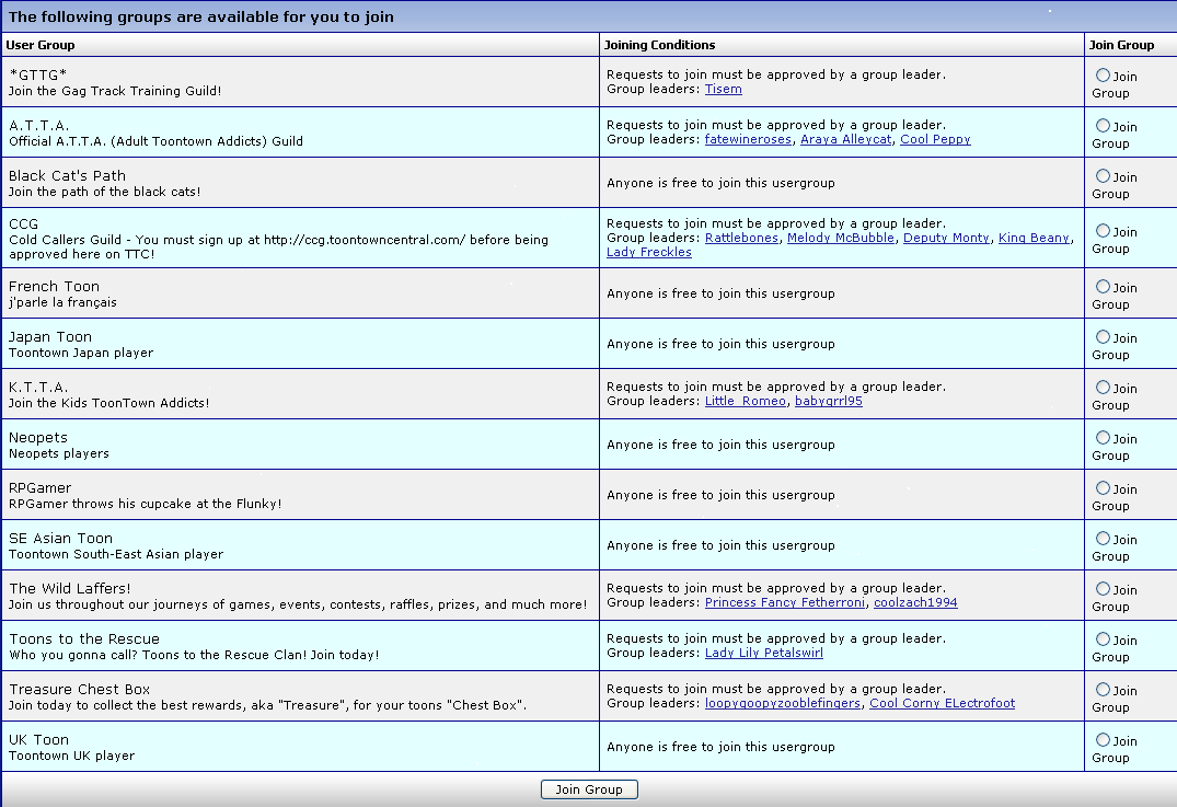 Example of Groups You Can Join Screen (Click to Enlarge)