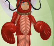 Strawberry Red Loony Lobster Top with Peachy Orange Trim