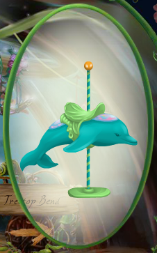 Bright Sky Blue Colorful Carousel Dolphin