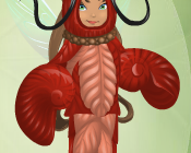 Strawberry Red Loony Lobster Top with Peachy Orange Trim
