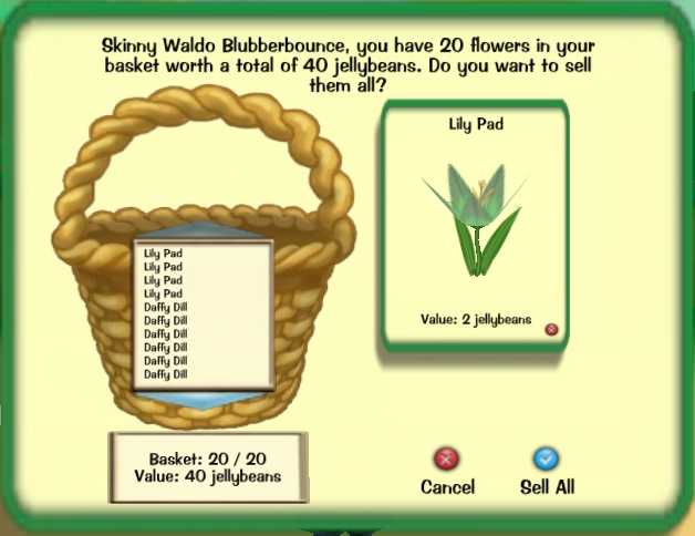 Selling Flowers Dialog Box