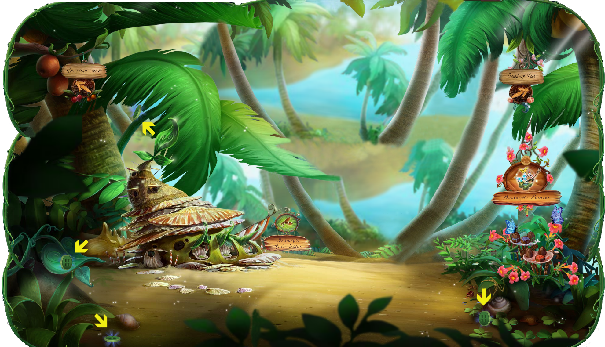 Tink and Vidia's Welcome Home Party Palm Tree Cove Decor.png