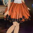 Pumpkin Orange Morpho Butterfly Skirt with Raven Black Trim