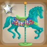 Bright Sky Blue Colorful Carousel Horse.png