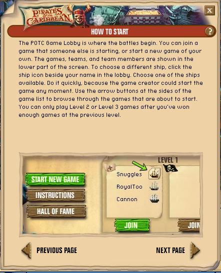 In-Game Pirates of the Caribbean Instructions