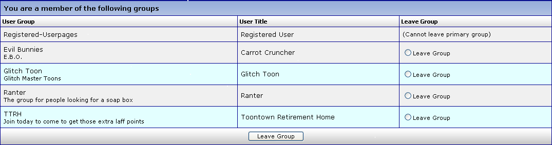 Example of Groups You Are In Screen (Click to Enlarge)